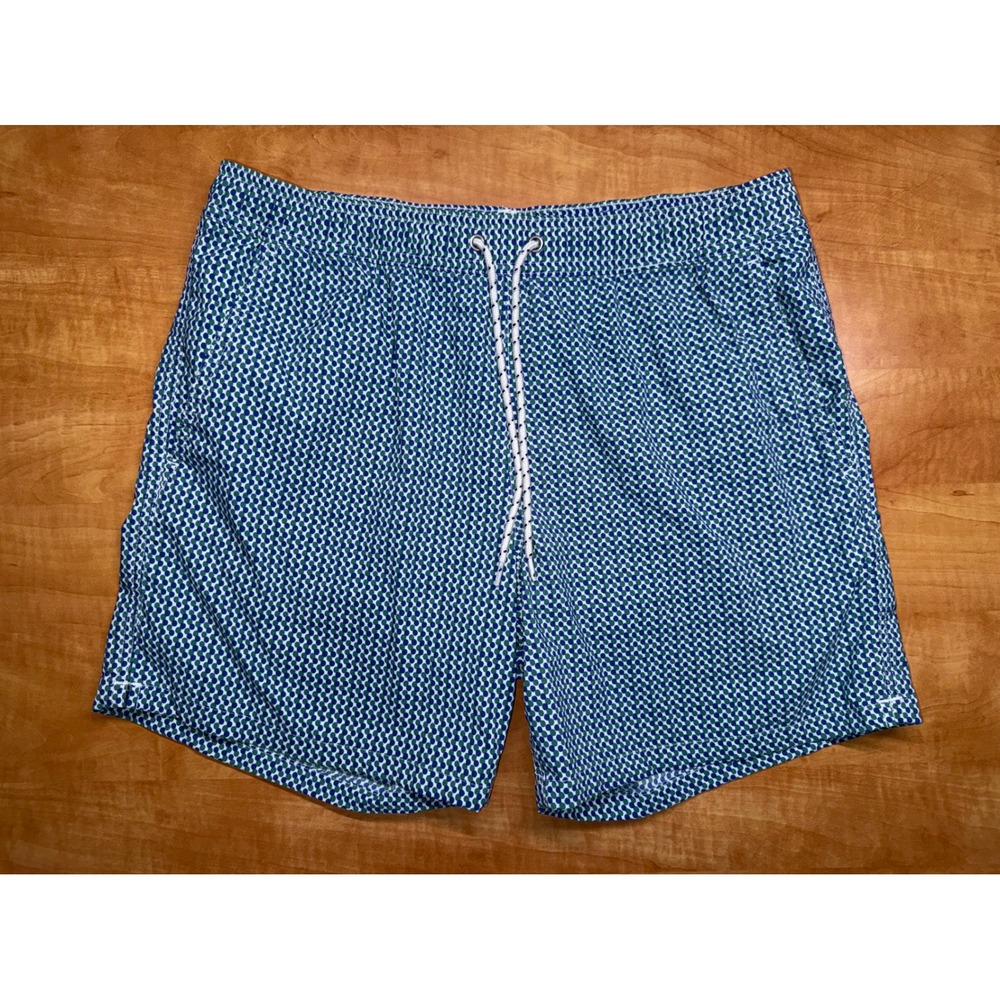 J.Crew Mens Econyl Regenerated Nylon Swim Trunks Green Blue Dot Size M
